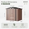 Aoxun 6.2×4 FT Shed Outdoor Storage Shed with Lockable Doors & Slooping Roof Metal Garden Tool Shed for Backyard, Patio, Poolside (Brown)