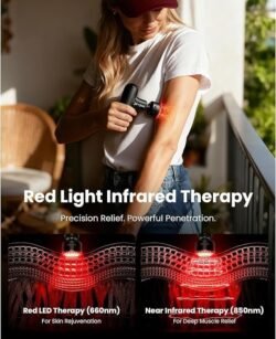 BOB AND BRAD Q2 Ultra Mini Massage Gun with Red Light Infrared Heating Head, Pocket-Sized Deep Tissue Massager for Muscle Therapy, HSA Portable Percussion Massage Gun for Pain Relief FSA Eligible