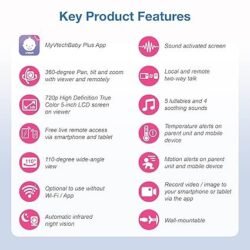 VTech VM901 Smart WiFi Baby Monitor with 1080p FHD Camera and 5″ HD IPS Display, Free App, Remote Pan Tilt Zoom, Night Vision, Motion Detection Alerts