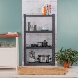 Sterilite 2-Pack 4 Shelf Unit, Heavy-Duty Shelving Storage and Utility Rack – Standing Plastic Organizer Shelves for Kitchen, Bathroom, and Garage
