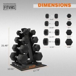 Fitvids Rubber Coated Hex Dumbbell Set with Storage Rack, 100/150/200/550 LB Hand Weight Set with Anti-Slip Grip for Home Gym