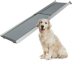 PetSafe Happy Ride Compact Telescoping Dog Ramp – Portable Pet Ramp for Cars, Trucks & SUVs with Adjustable Sizing – Non-Slip Design – Lightweight Pet Mobility Assistance – Extra Long