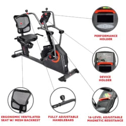 Sunny Health & Fitness Smart Recumbent Cross Trainers Elliptical Exercise Bikes – SF-RB4886 SMART