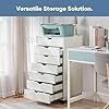 OLIXIS 7 Drawer Mobile File Cabinet Under Desk Storage Organization with Wheels Vertical Filing Chest Rolling Wood Small Desk Printer Stand for Home Office, 15.75″D x 18.74″W x 34.25″H, White