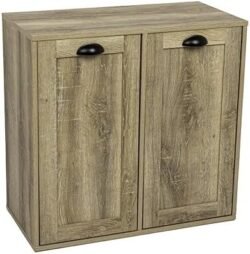 Household Essentials Laundry Sorter Cabinet, Oak Finish