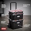 Keter Stack-n-Roll Modular Tools Organizer for Garage Storage and DIY, 3 Piece Resin Rolling Tool Box System for Small Parts, Black