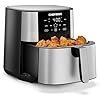 Chefman Air Fryer 8 Qt | TurboFry® 4-in-1 with 450°F Hi-Fry Option for Crispier Results | Bake, Dehydrate, Frozen | XL Nonstick Dishwasher-Safe Basket | Stainless Steel