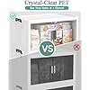 OlarHike 144QT Lockable Storage Bins with Lids – Folding Storage Cabinet with Doors and Wheels, Collapsible Plastic Box for Closets, Office, Stackable Organizer and Containers, Gifts, 3 Pack Cubes