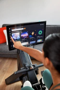 Aviron Strong Series Rower: 22″ HD Touchscreen, Dual Air & Magnetic Resistances up to 100 lbs. Game-Based Workouts, Streaming, Compact Designs