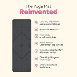 Liforme Original Yoga Mat – Free Yoga Bag Included – Patented Alignment System, Warrior-like Grip, Non-slip, Eco-friendly, sweat-resistant, long, wide, 4.2mm thick mat for comfort Visit the LIFORME Store