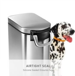 mplehuman 35 Liter, 40 lb / 18.1 kg X-Large Pet Food Storage Container for Dog Food, Cat Food, and Bird Feed, Brushed Stainless Steel