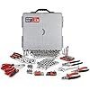 CARTMAN 205 Piece Ratchet Wrench Tool Set 1/4″ & 3/8″ & 1/2″ Drive with SAE/Metric Sockets Kit in Plastic Toolbox