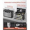 VEVOR Metal Tool Box, 20.5-inch, Portable Metal Tool Box with 4 Drawers, Small Tool Chest with EVA Liners, Ball Bearing Slide Drawers Locking & Powder Coated Finish, Multi-Function Tool Organizer