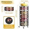 SNTD Fruit and Vegetable Basket Bowls for Kitchen with Metal Top Lid, 5 Tier Rotating Storage Rack Cart for Potato Onion Bread Banana, Wire Basket Organizer on Wheels, Large, Black