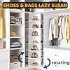 SpaceAid 7 Tier Rotating Shoe Rack Tower, Spinning Shoe Display Lazy Susan, Revolving 360 Shoe Rack Storage Round Carousel, Vertical Handbag Rotate Shoes Closet Organization (7-Tier White)