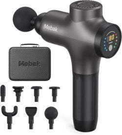 Mebak 3 Massage Gun, Massage Gun Deep Tissue for Athletes, Professional Muscle Percussion Massager, Massager for Shoulder Leg Back Body Pain Relief, Quiet Portable Sport Tool, Gifts for Him