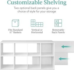 Best Choice Products 8-Cube Storage Organizer, 11in Shelf Opening, Bookcase, Display Shelf, Customizable w/ 3 Removable Back Panels – White