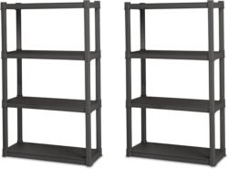 Sterilite 2-Pack 4 Shelf Unit, Heavy-Duty Shelving Storage and Utility Rack – Standing Plastic Organizer Shelves for Kitchen, Bathroom, and Garage