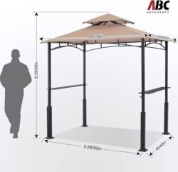 ABCCANOPY 8×5 Grill Gazebo – Outdoor BBQ Canopy Shelter with Led Light for Patio Backyard Grilling (Khaki)