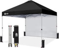 CROWN SHADES 10×10 Pop Up Canopy with 1 Side Wall – Beach Tent with One Push Setup – Outdoor Sun Shade for Events, Parties, Camping – Gazebo with STO-N-Go Cover Bag (Black)