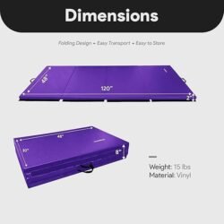 BalanceFrom 10×4 Feet 4-Panel Folding Gymnastics Mat – 2-Inch Thick Pad with Vinyl Surface and Carrying Handles for Tumbling, Yoga, Pilates, Home Workouts, and Martial Arts