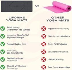 Liforme Original Yoga Mat – Free Yoga Bag Included – Patented Alignment System, Warrior-like Grip, Non-slip, Eco-friendly, sweat-resistant, long, wide, 4.2mm thick mat for comfort Visit the LIFORME Store