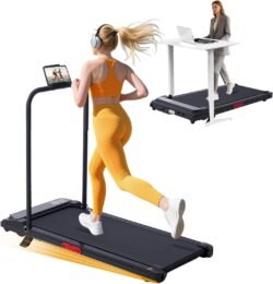 KASSADIN Walking Pad with Handle Bar, 2026 Upgrade Portable Small Treadmill with Handles for Home Small, 3.0HP Under Desk Walking Pad Treadmill with Incline, 0.6-7.6MPH, 350LBS