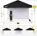 CROWN SHADES 10×10 Pop Up Canopy with 1 Side Wall – Beach Tent with One Push Setup – Outdoor Sun Shade for Events, Parties, Camping – Gazebo with STO-N-Go Cover Bag (Black)