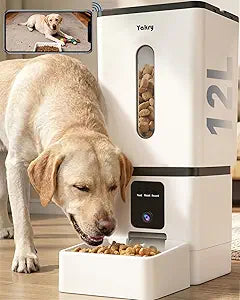 Automatic Dog Feeder Large Breed with Camera – 12L/50 Cups 5G WiFi App Control Dog Food Dispenser, Easy Setup, HD 1080P Video with Night Vision by Yakry