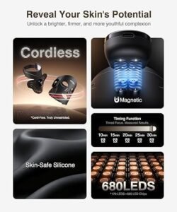 Click to see full view Red Light Therapy for Face and Neck, 4 Modes Cordless Face Mask Light Therapy with Neck Masks, 850nm Infrared & Red Light Mask, 2000mAh Rechargeable Light Therapy Skin Care At Home (680 Beads)