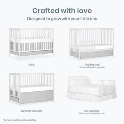 Delta Children Essex 4-in-1 Convertible Baby Crib, Bianca White with Natural Legs