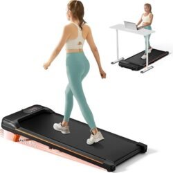Abonow Walking Pad, Under Desk Treadmill with Incline for Home Office 2.5HP Portable Walking Treadmill with 265 Lbs Weight Capacity Walking Machine, Remote Control, LED Display