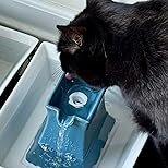 PetSafe Drinkwell Pagoda Fountain – Hygienic Ceramic Continuous Flowing Fountain – Elevated Upper Bowl & Double Free-Falling Stream Design – Minimalist Pet Hydration Station – 70 oz Capacity