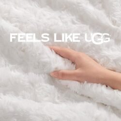 UGG Adalee Faux Fur Throw Blanket for Couch, Cozy Soft Blanket for Bed or Chair, Giftable Fluffy Throw, Machine Washable, Luxury Spring Home Decor, 50-inch x 70-inch, Natural White