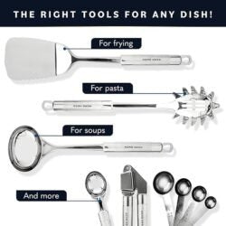 Home Hero 54-Piece Stainless Steel Kitchen Utensils Set – Heat-Resistant Nonstick Silicone & Stainless Steel Cooking Utensils – Complete Tools with Slotted Spoon & Pasta Spoon – Pack of 54, Silver