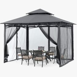 ABCCANOPY Gazebos for Patios 10×10 – Outdoor Steel Frame Gazebo with Mosquito Netting for Lawn Backyard Garden Deck (Dark Gray)