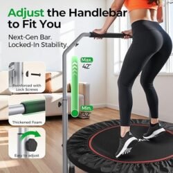 BCAN SP2 40/48″ Foldable Mini Trampoline Max Load 330lbs/440lbs, Fitness Rebounder with Adjustable Foam Handle, Exercise Trampoline for Adults Indoor/Garden Workout | FED Fitness
