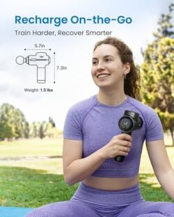 RENPHO Active+ Percussion Massage Gun, Mothers Day Gifts, 5 Adjustable Speeds for Back, Neck, Muscle Recovery – App Controlled Guided Courses, with Carry Case for Professional Athlete, Gym and Travel