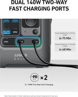 Anker SOLIX C300 DC Power Bank Station, Outdoor 288Wh Portable Power Station, LiFePO4 Battery, 300W Solar Generator, for Camping, Traveling, and Emergencies (No Wall Charger Included)