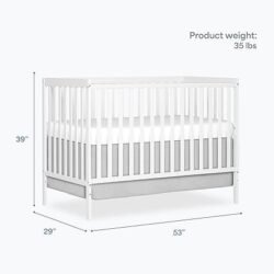 Delta Children Essex 4-in-1 Convertible Baby Crib, Bianca White with Natural Legs
