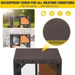 Aivituvin Cat House Window Catio Outdoor Cat Enclosure Mobile Kitty Shelter on Wheels Pet Cage with Resting Box,Hammocks,Waterproof Cover
