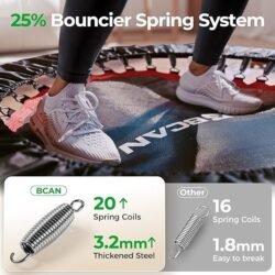 BCAN SP2 40/48″ Foldable Mini Trampoline Max Load 330lbs/440lbs, Fitness Rebounder with Adjustable Foam Handle, Exercise Trampoline for Adults Indoor/Garden Workout | FED Fitness
