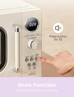 COMFEE’ Retro Microwave Oven, Small Microwave with 6 Auto Menus, 0.9 cu.ft Countertop Compact Microwave with Multi-stage Cooking, Mute Function, LED digital, Apricot/900W, CMO-MMP02AA(AT)