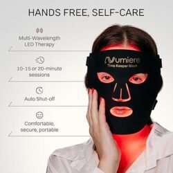 Numiere Time Keeper LED Face Mask – Lightweight, Flexible, and Multi-Wavelength Red, Blue, & Infrared (NIR) LED Contour Technology Wearable Facial Beauty Device for Personal Use and Skincare Routines