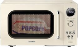 COMFEE’ Retro Microwave Oven, Small Microwave with 6 Auto Menus, 0.9 cu.ft Countertop Compact Microwave with Multi-stage Cooking, Mute Function, LED digital, Apricot/900W, CMO-MMP02AA(AT)