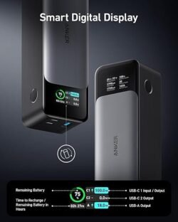 Anker 737 Power Bank, 140W Max 3-Port Laptop Portable Charger, 24,000mAh, Smart Display, Compatible with iPhone 16 / 15 / 14 Series, Vision Pro, Samsung, MacBook, and More