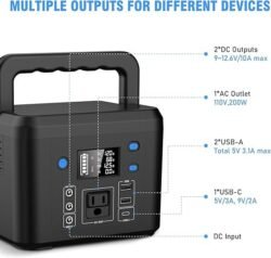 200W Portable Power Station, Powkey 120Wh/33,000mAh Power Bank with AC Outlet, 110V 6 Outputs Solar Generator External Battery Pack with LED Light for Home Use and Outdoor Camping