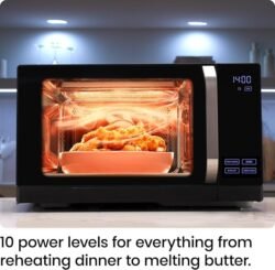 Chefman MicroCrisp Countertop Microwave Oven and Convection Oven, with Integrated Crisper, Guided Touchscreen Interface, 10 Power Levels, Mute Function, and Eco Mode, 1800W and 0.8 Cu. Ft. – Black
