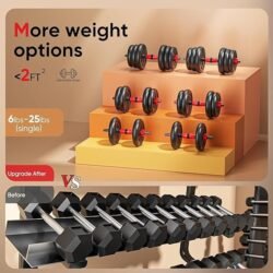 Adjustable Dumbbells, 20/30/45/70/90lbs Free Weight Set with Connector,5 in1 Dumbbells Set Used as Barbell,Kettlebells,Push up Stand,Fitness Exercises for Home Gym Suitable Men/Women