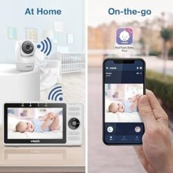 VTech VM901 Smart WiFi Baby Monitor with 1080p FHD Camera and 5″ HD IPS Display, Free App, Remote Pan Tilt Zoom, Night Vision, Motion Detection Alerts